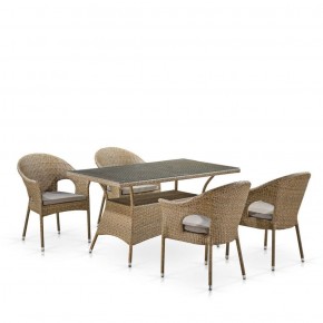 Обеденный комплект плетеной мебели T198B/Y79B-W56 Light Brown (4+1) в Миассе - miass.ok-mebel.com | фото