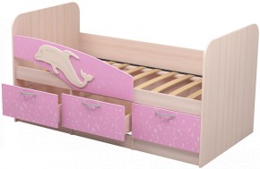 Кровать Дельфин 1,6 (Дуб молочный/фасад - Ламарти розовый) в Миассе - miass.ok-mebel.com | фото