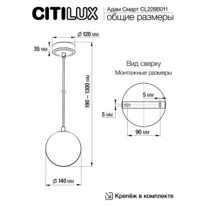 Подвесной светильник Citilux Адам Смарт CL228B011 в Миассе - miass.ok-mebel.com | фото 5