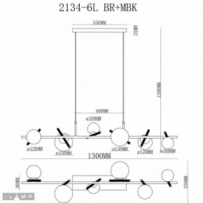 Подвесной светильник iLamp Golden 2134-6L BR+MBK в Миассе - miass.ok-mebel.com | фото 3
