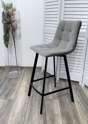 Полубарный стул CHILLI-QB SQUARE светло-серый #26, велюр / черный каркас (H=66cm) М-City в Миассе - miass.ok-mebel.com | фото 2