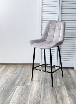 Полубарный стул ХОФМАН, цвет H-09 Светло-серый, велюр / черный каркас H=63cm М-City в Миассе - miass.ok-mebel.com | фото 2