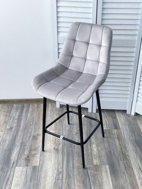 Полубарный стул ХОФМАН, цвет H-09 Светло-серый, велюр / черный каркас H=63cm М-City в Миассе - miass.ok-mebel.com | фото 4