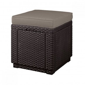 Пуфик Куб с подушкой (Cube with cushion) коричневый - серо-бежевый* в Миассе - miass.ok-mebel.com | фото