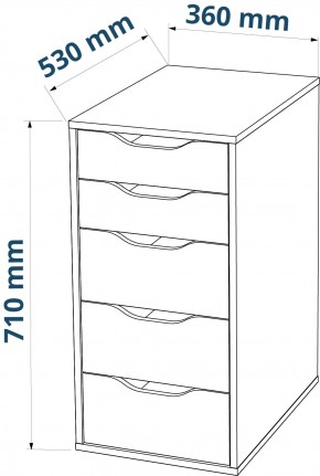 S01026 Ингар 5 комод 36x71x53, серо-бирюзовый в Миассе - miass.ok-mebel.com | фото 3