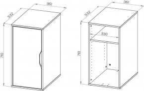 S01491 Ингар ДВ тумба 36x71x53, серо-бирюзовый в Миассе - miass.ok-mebel.com | фото 3