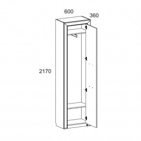 Шкаф 1DW, OLIVIA, цвет вудлайн крем/дуб анкона в Миассе - miass.ok-mebel.com | фото 2