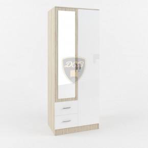 Шкаф 2-х створчатый с зеркалом Софи СШК 800.3 (дуб сонома/белый глянец) в Миассе - miass.ok-mebel.com | фото