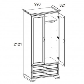 Шкаф 2DG2S, TIFFANY, цвет вудлайн кремовый в Миассе - miass.ok-mebel.com | фото 3