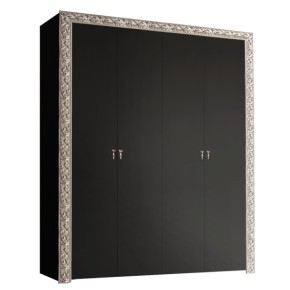 Шкаф 4-х дв. без зеркал Тиффани Premium черная/серебро (ТФШ2/4(П) в Миассе - miass.ok-mebel.com | фото