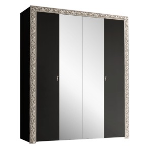 Шкаф 4-х дв. (с зеркалами)  Premium черная/серебро (ТФШ1/4(П) в Миассе - miass.ok-mebel.com | фото