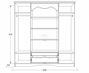 Шкаф 4-х дверный для одежды и белья Ольга-10 МДФ в Миассе - miass.ok-mebel.com | фото 2