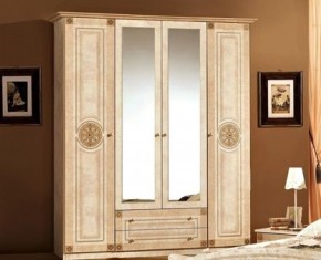 Шкаф 4-х дверный с зеркалами (02.144) Рома (беж) в Миассе - miass.ok-mebel.com | фото