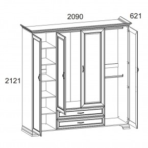 Шкаф 4D2S Z, TIFFANY, цвет вудлайн кремовый в Миассе - miass.ok-mebel.com | фото