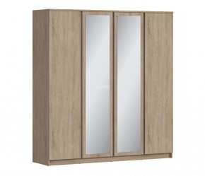 Шкаф 4х дверный с зеркалами Веста СБ-3082 (Дуб Сонома) в Миассе - miass.ok-mebel.com | фото