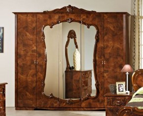 Шкаф 5-и дверный с зеркалами (20.145) Тициана (орех) в Миассе - miass.ok-mebel.com | фото