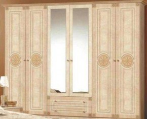 Шкаф 6-и дверный с зеркалами (02.146) Рома (беж) в Миассе - miass.ok-mebel.com | фото