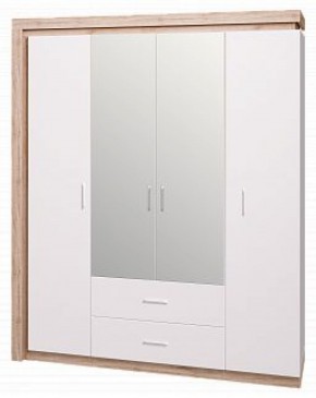 Шкаф для одежды с ящиками 4-х створчатый с зеркалом Люмен 16 в Миассе - miass.ok-mebel.com | фото