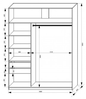 Шкаф-купе 1800 серии SOFT D1+D3+B2+PL1 (2 ящика+1штанга) профиль «Графит» в Миассе - miass.ok-mebel.com | фото 3