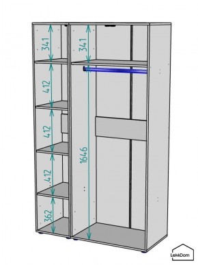Шкаф Linnea MHR-3-1 2050х1200х510 (ДВ-М 11.1.25) в Миассе - miass.ok-mebel.com | фото 3