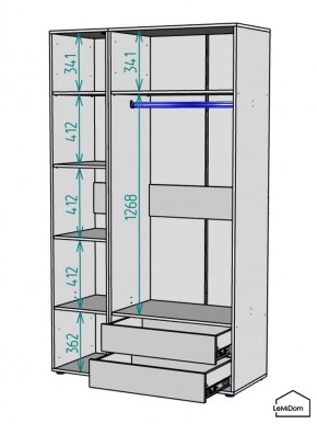 Шкаф Linnea MHR-3-2 2050х1200х510 (ДВ-М 11.1.25) в Миассе - miass.ok-mebel.com | фото 3