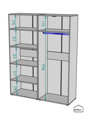 Шкаф Linnea MHR-4-1 2050х1600х510 (Белый-М 11.1.2) в Миассе - miass.ok-mebel.com | фото 3