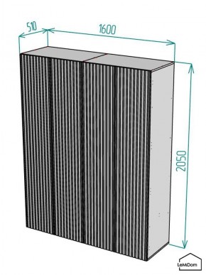Шкаф Linnea MHR-4-2 2050х1600х510 (ДВ-М 11.1.25) в Миассе - miass.ok-mebel.com | фото 2