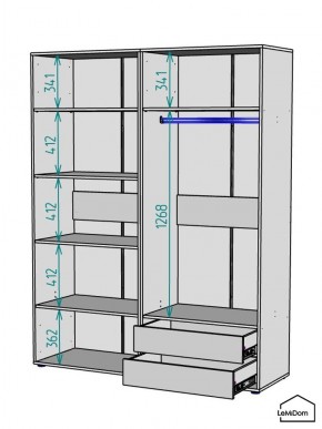 Шкаф Linnea MHR-4-2 2050х1600х510 (ДВ-М 11.1.25) в Миассе - miass.ok-mebel.com | фото 3