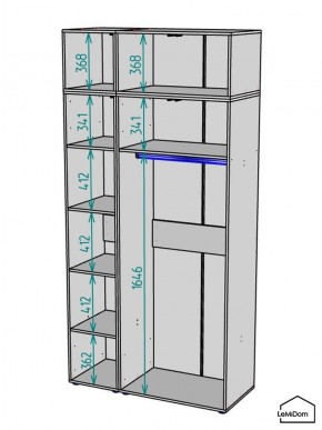 Шкаф с антресолью Linnea MHR-3A-1 2450х1200х510 (Графит-М 11.1.25) в Миассе - miass.ok-mebel.com | фото 3