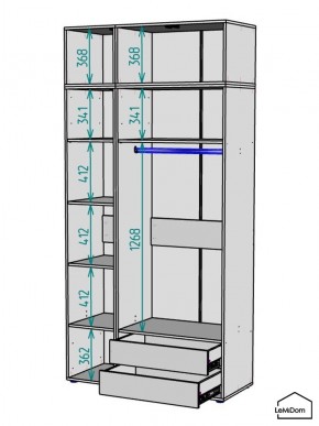 Шкаф с антресолью Linnea MHR-3POA-2 2450х1200х510 (Белый-М 11.1.2) в Миассе - miass.ok-mebel.com | фото 3