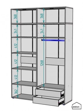 Шкаф с антресолью Linnea MHR-4POA-2 2450х1600х510 (Белый-М 11.1.2) в Миассе - miass.ok-mebel.com | фото 3