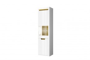 Шкаф с витриной 1V1D P, TORINO, цвет белый/Дуб наварра в Миассе - miass.ok-mebel.com | фото