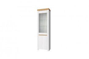 Шкаф с витриной  1V1D, TAURUS, цвет белый/дуб вотан в Миассе - miass.ok-mebel.com | фото 1