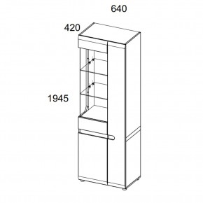 Шкаф с витриной 3D/TYP 01L, LINATE ,цвет белый/сонома трюфель в Миассе - miass.ok-mebel.com | фото 2