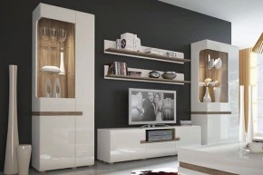 Шкаф с витриной 3D/TYP 01L, LINATE ,цвет белый/сонома трюфель в Миассе - miass.ok-mebel.com | фото 3