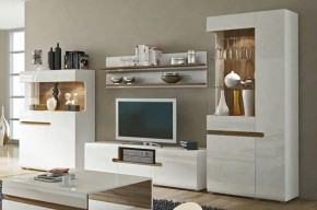 Шкаф с витриной 3D/TYP 01L, LINATE ,цвет белый/сонома трюфель в Миассе - miass.ok-mebel.com | фото 4