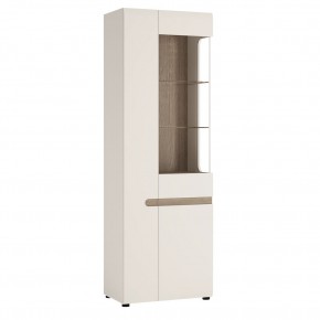 Шкаф с витриной 3D/TYP 01P, LINATE ,цвет белый/сонома трюфель в Миассе - miass.ok-mebel.com | фото