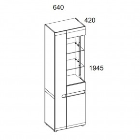 Шкаф с витриной 3D/TYP 01P, LINATE ,цвет белый/сонома трюфель в Миассе - miass.ok-mebel.com | фото 2