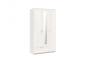 Шкаф СИРИУС трёхдверный белый с одним выдвижным ящиком и зеркалом в Миассе - miass.ok-mebel.com | фото