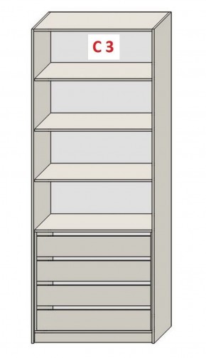 Шкаф СТАНДАРТ С3 4 ящика серия "ГЕСТИЯ" (Бело-серый/Дуб Небраска натуральный ) 800*520*2300 в Миассе - miass.ok-mebel.com | фото 2