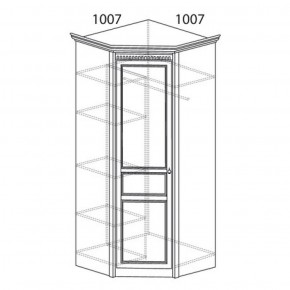 Шкаф угловой №183 "Лючия" Фасад зеркало (Угол 1007*1007) Дуб оксфорд серый в Миассе - miass.ok-mebel.com | фото 2