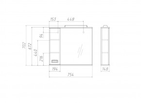 Шкаф-зеркало Cube 75 Эл. ЛЕВЫЙ Домино (DC5008HZ) в Миассе - miass.ok-mebel.com | фото 3