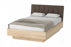 СОНАТА КРС-1400 Кровать с ПМ (дуб сонома/велюр коричневый) в Миассе - miass.ok-mebel.com | фото