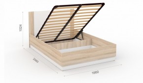 Спальня Аврора Кровать 160 с подъемным механизмом Дуб сонома/Белый в Миассе - miass.ok-mebel.com | фото 2