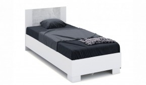 Спальня Аврора Кровать 90 со встроенным основанием под матрас Белый/Ателье светлый в Миассе - miass.ok-mebel.com | фото