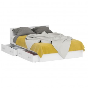 Стандарт Кровать с ящиками 1400, цвет белый, ШхГхВ 143,5х203,5х70 см., сп.м. 1400х2000 мм., без матраса, основание есть в Миассе - miass.ok-mebel.com | фото 3