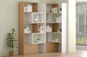 Стеллаж раздвижной (ЛДСП дуб крафт золотой/белый) в Миассе - miass.ok-mebel.com | фото 2