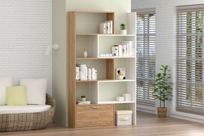 Стеллаж раздвижной (ЛДСП дуб крафт золотой/белый) в Миассе - miass.ok-mebel.com | фото 3