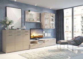 Стенка НЕНСИ 3 (Ясень Шимо светлый/Капучино глянец) в Миассе - miass.ok-mebel.com | фото 2