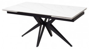 Стол FORIO 160 MATT WHITE MARBLE SOLID CERAMIC / BLACK, ®DISAUR в Миассе - miass.ok-mebel.com | фото